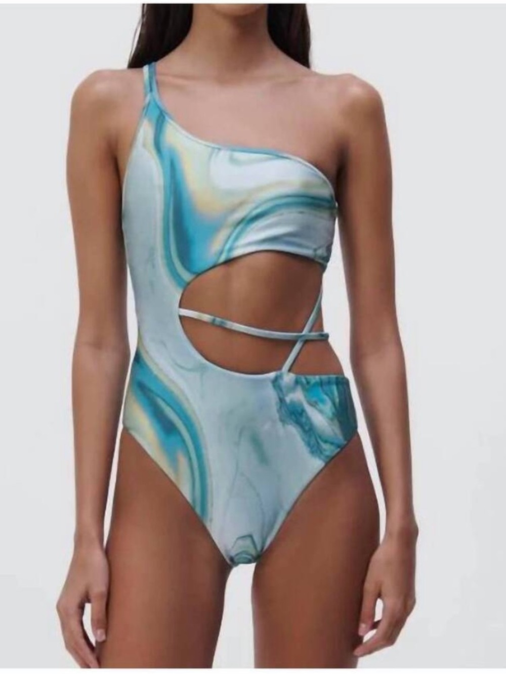 NWT JONATHAN SIMKHAI Storm one piece swimwear in Laguna mable print size XS